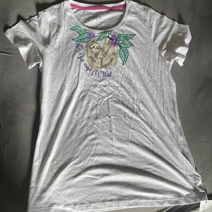 NWT Vera Bradley White Sloth Shirt & Pants Pajama Set, Size L